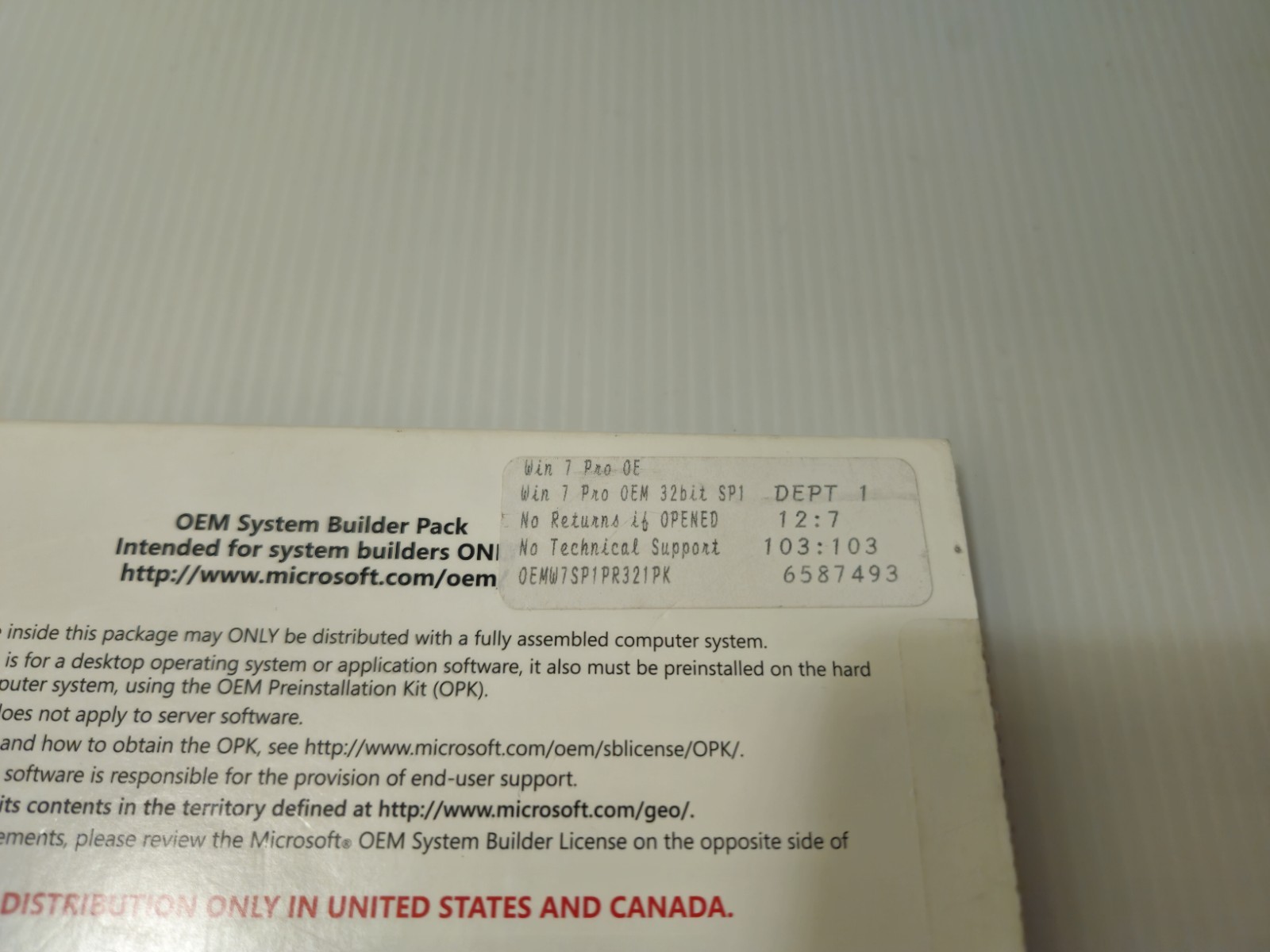 Windows 7 Professional 32-Bit OEM System Builder Pack DVD w/ COA – SP1 -…