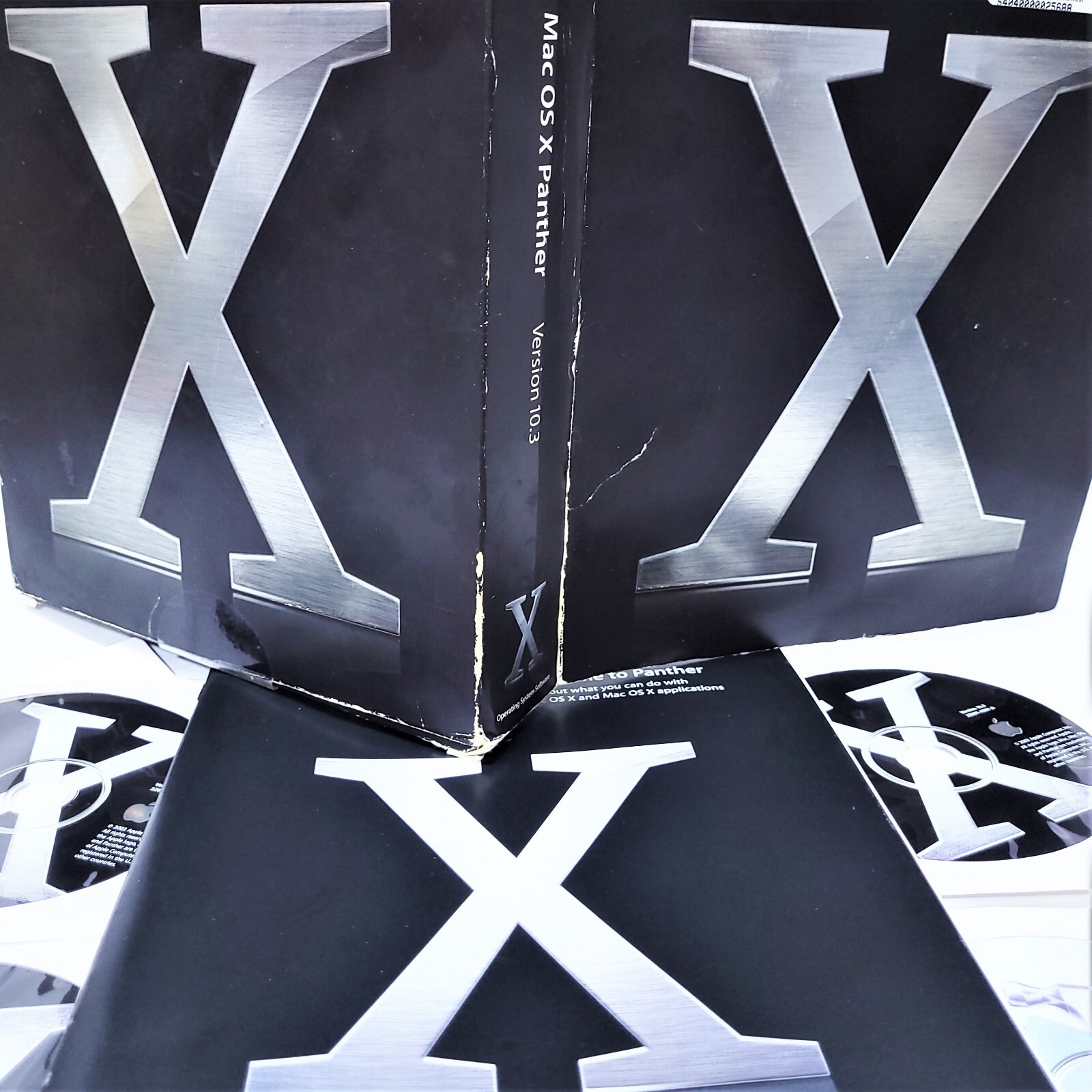 Apple Mac OS X 10.3 Panther Big Retail Box Complete 4 Discs Manuals M9227LL/A
