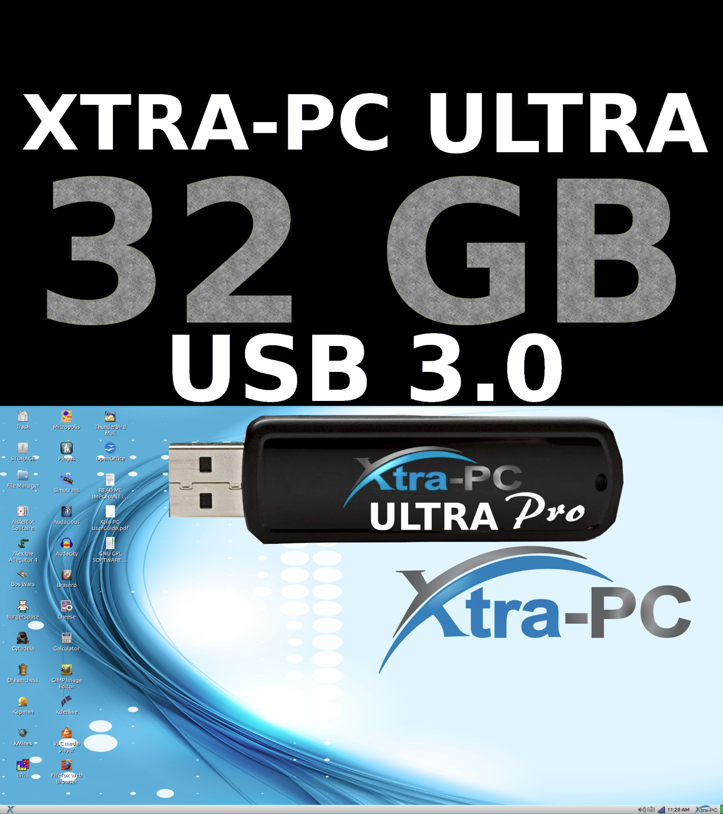 32GB XTRA-PC ULTRA PRO USB 3.0 – Portable OS, Apps & 12 Immersive Games