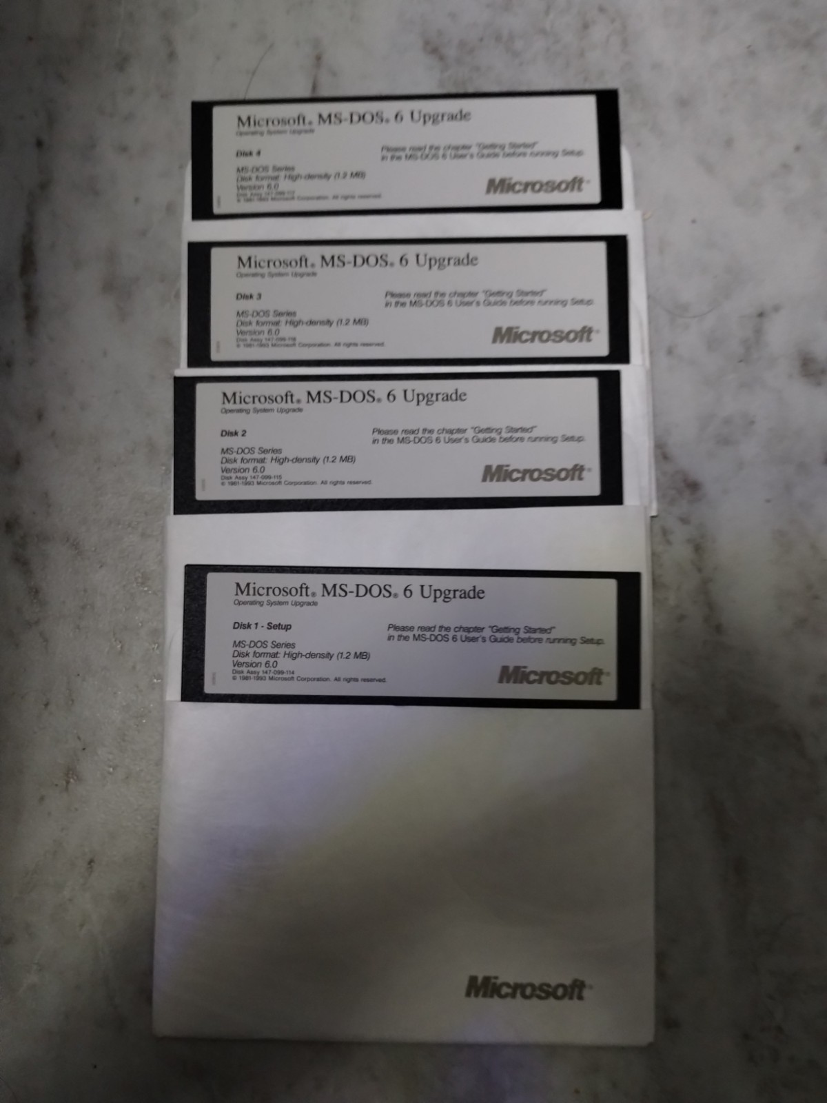 Microsoft MS-DOS 6 Upgrade 5.25″ Floppy Disks 1 To 4