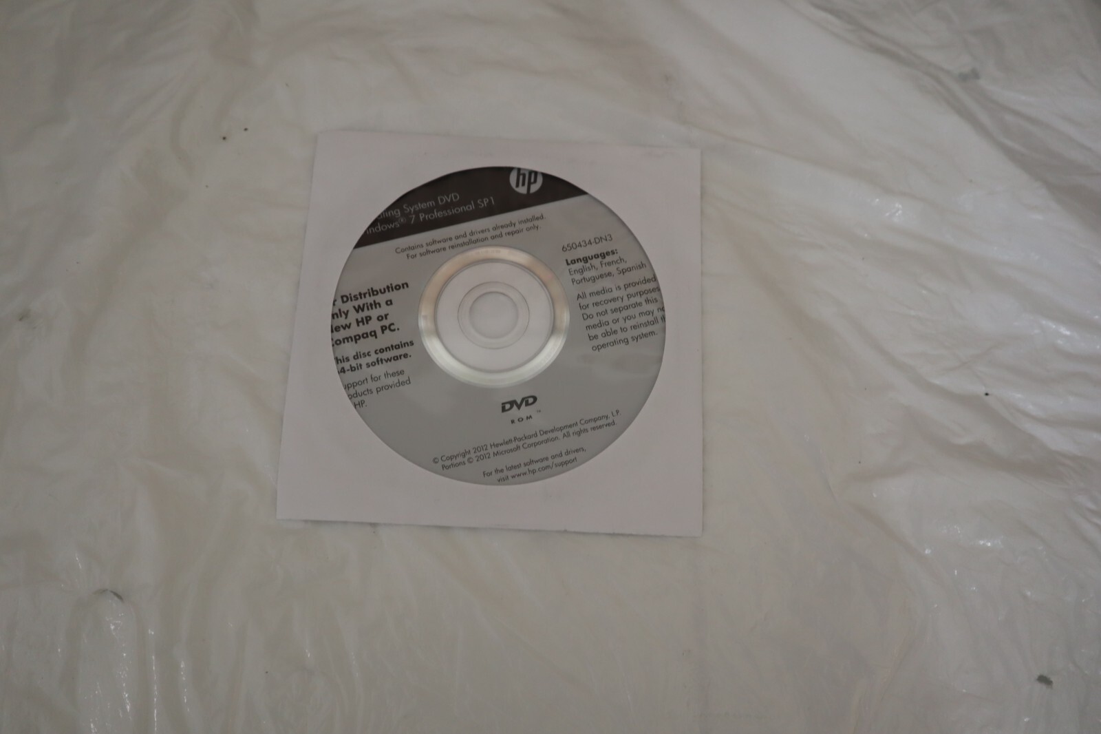 HP Compaq Windows 7 Professional SP1 64-Bit DVD System Recovery Media Software