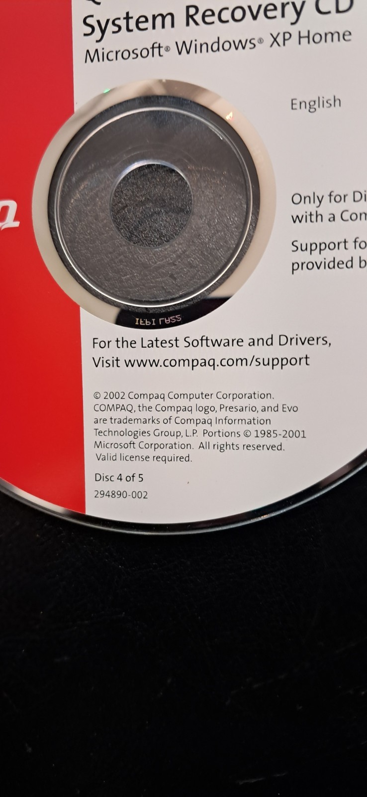 Windows XP Home Compaq QuickRestore System Recovery CD’s 1,4,5