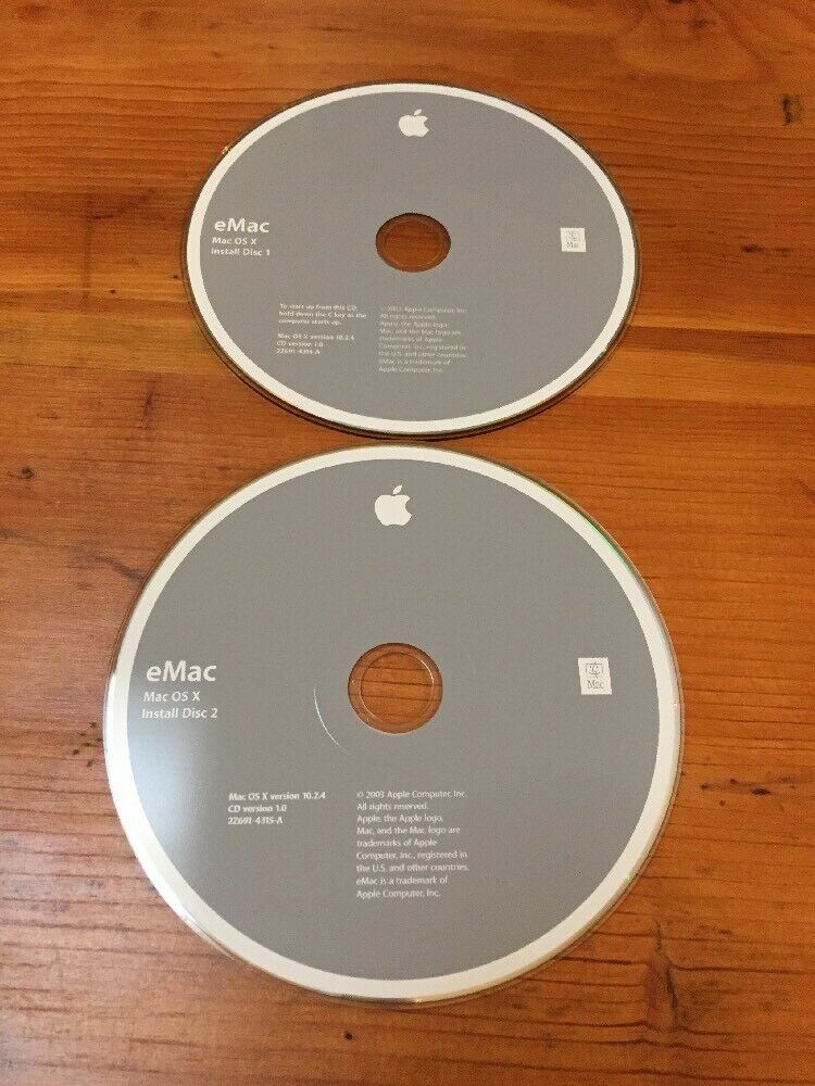 Mac Macintosh eMac OS 10.3 X Install Software Discs CDs 10.3.4 Panther 2003