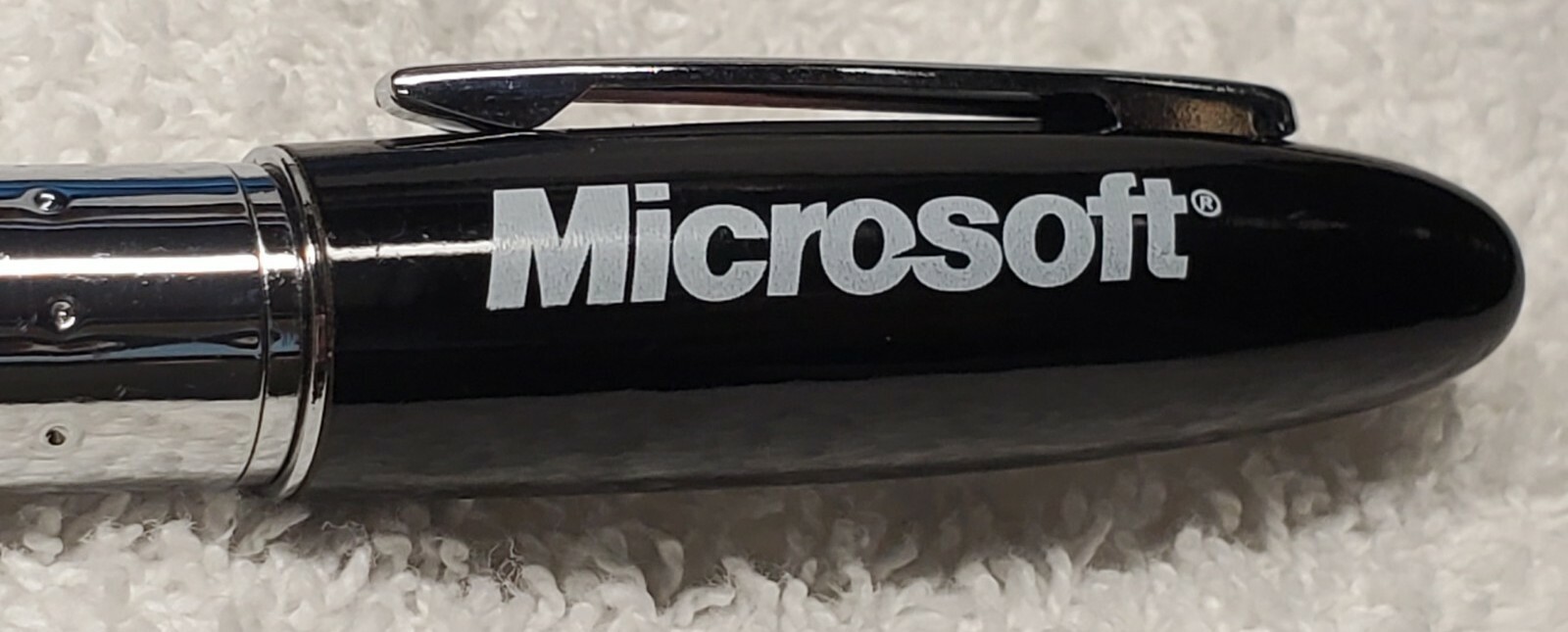 Vtg 1999 Microsoft Promo Advertising Refillable Black/Silver Ink Pen Technology