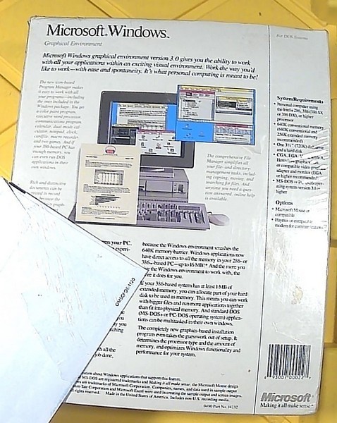 Microsoft Windows 3.0 SEALED VINTAGE Version for DOS