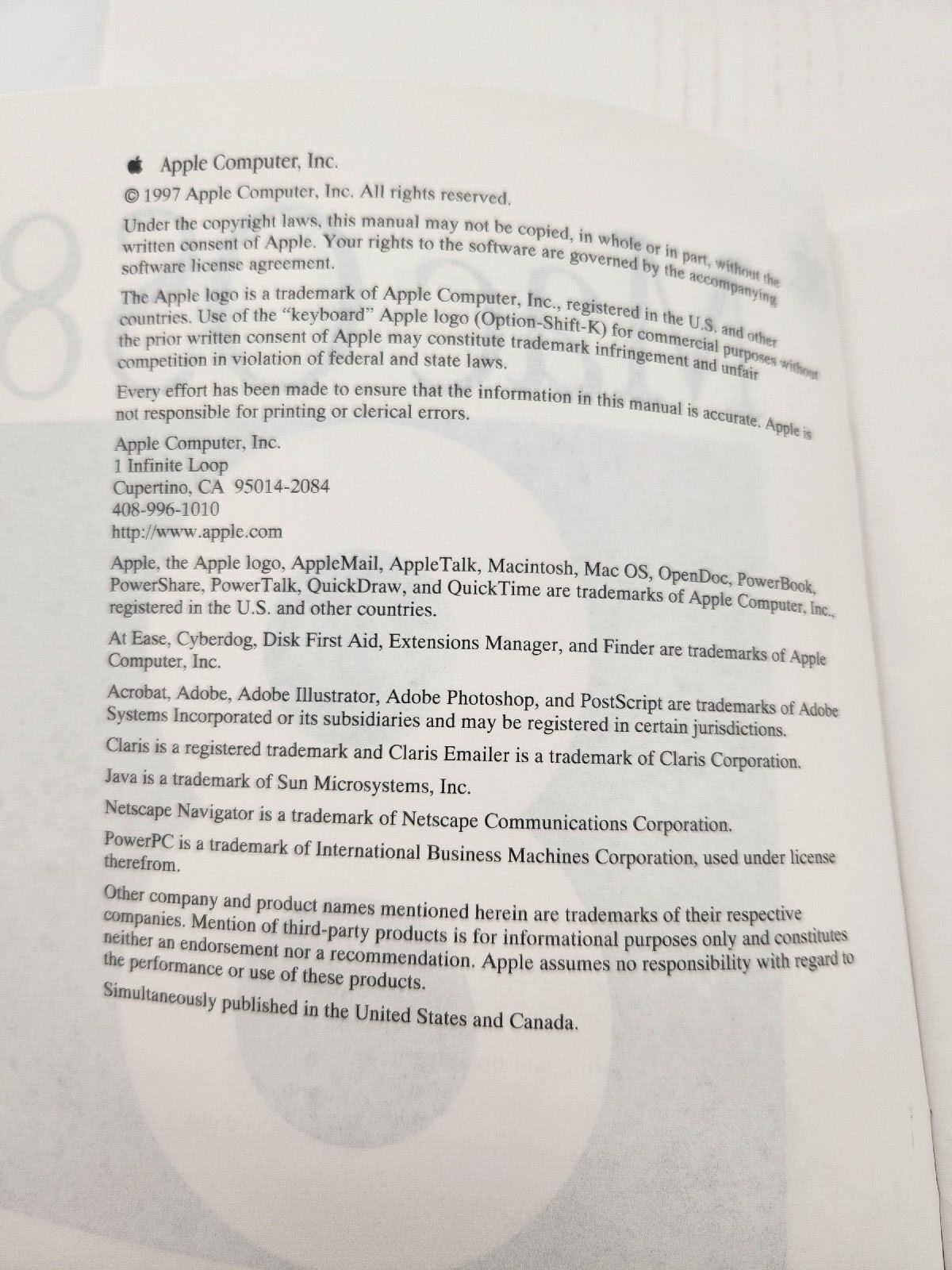 Vintage 1997 Mac OS 8 Original Installation Manual