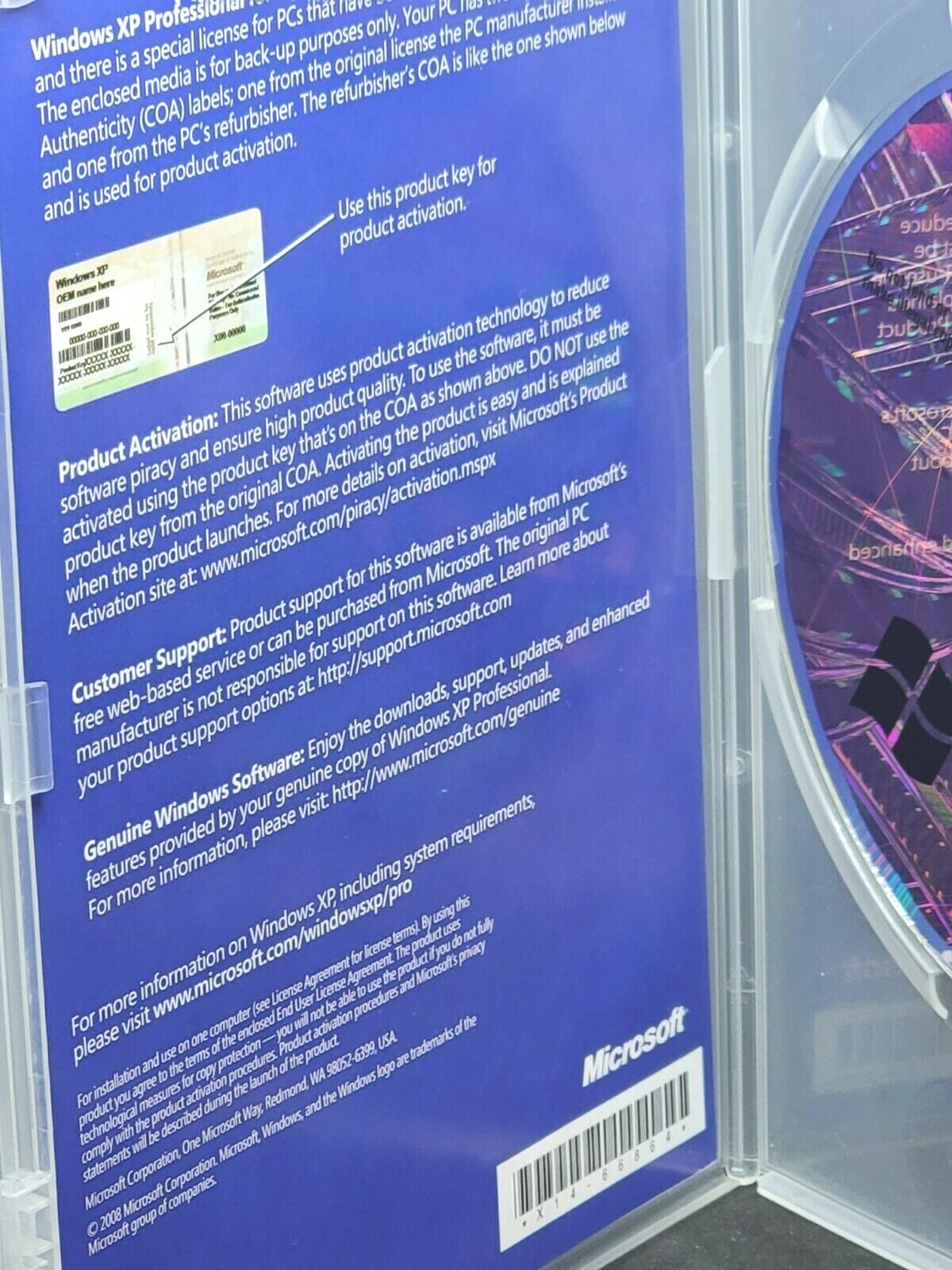 Microsoft Windows XP CD For Refurbished PCs, 32 Bit SP3 No Key (WIN XP)