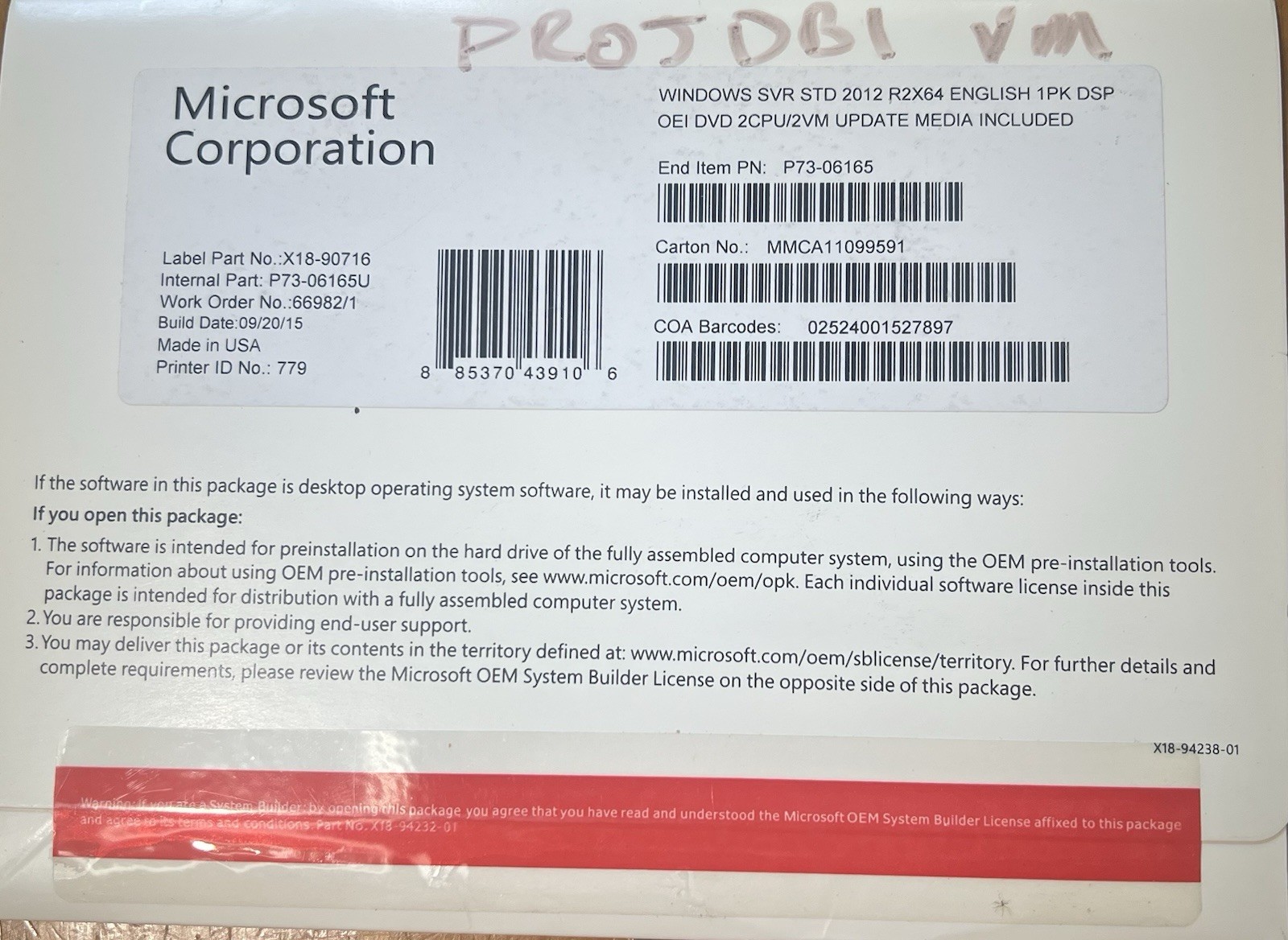 Lot of 7 Microsoft Windows Server 2012 R2 & 2016 OEM DVD Media Used AS-IS