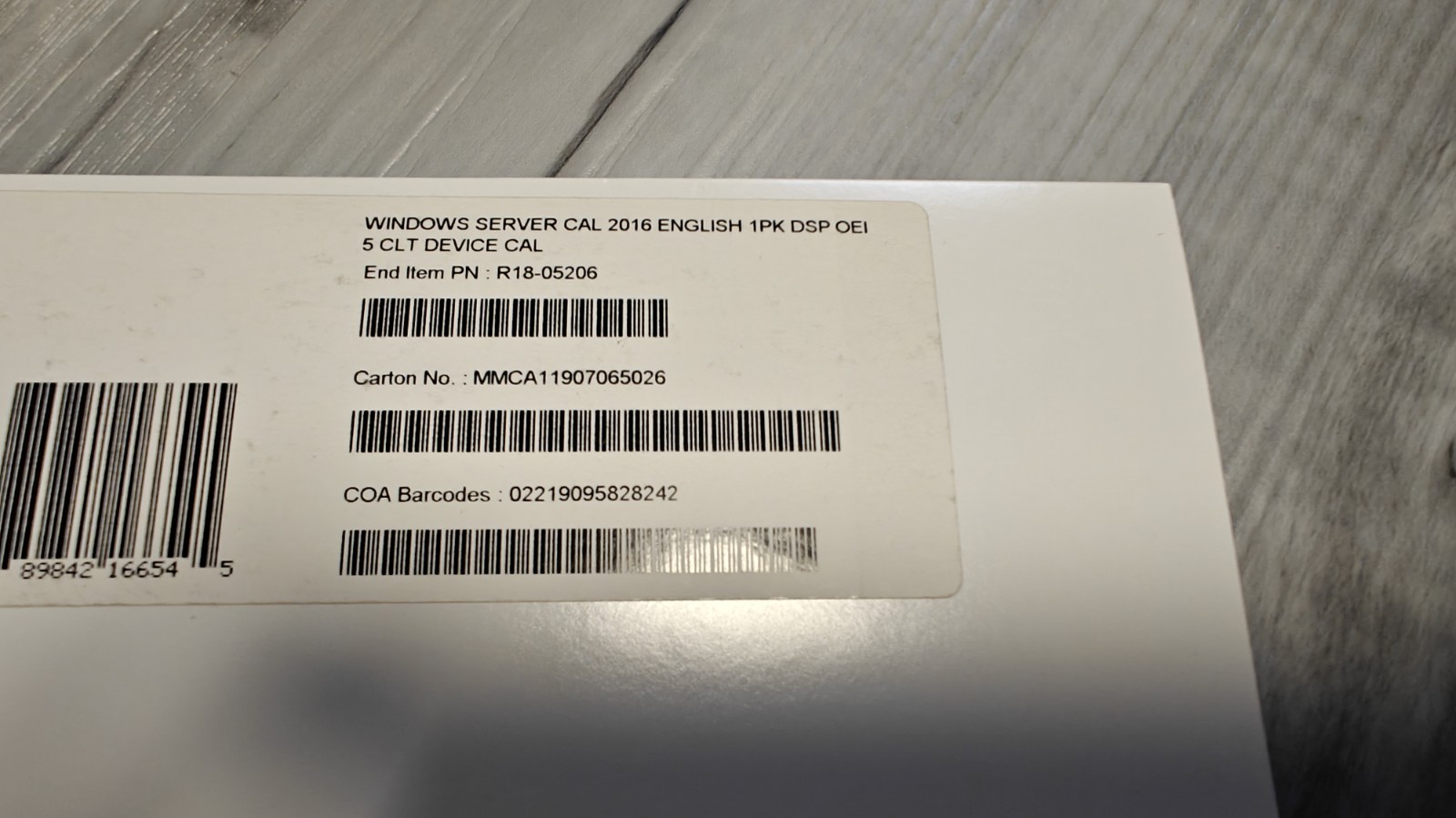 Microsoft Window Server 2016 CAL DSP OEI 5 Device Clt R18-05206 Brand New