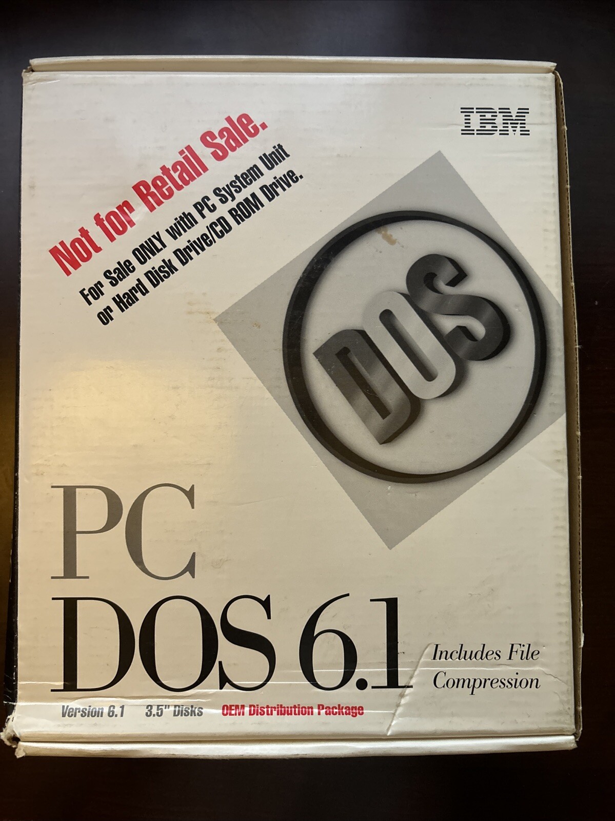 IBM PC DOS 6.1 Software Operating System Vintage 3.5” disk in box