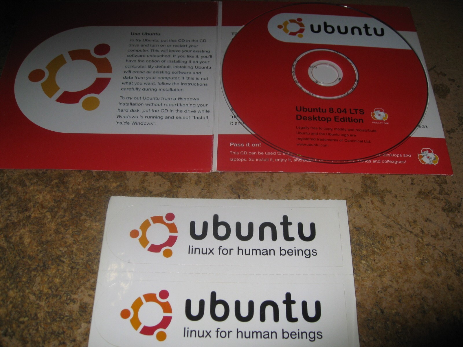RARE Vintage Ubuntu 8.04 LTS Installation Live CD LINUX OS System
