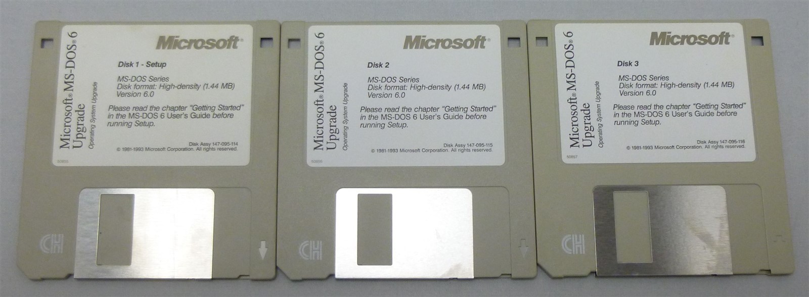 Microsoft MS-DOS 6 Operating System Upgrade 3.5″ Floppy Disks 1-3