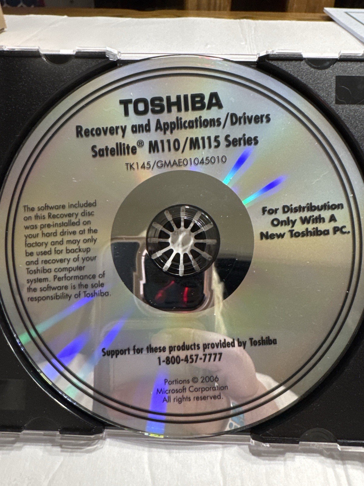 Toshiba Satellite Recovery Disc M110 M115 OEM Drivers Vista Factory
