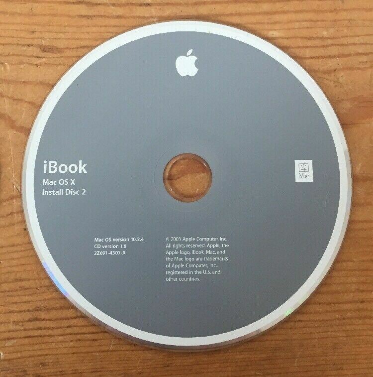 2003 Macintosh iBook Mac OS X 10.2.4 Jaguar Discs Operating System Install CDs