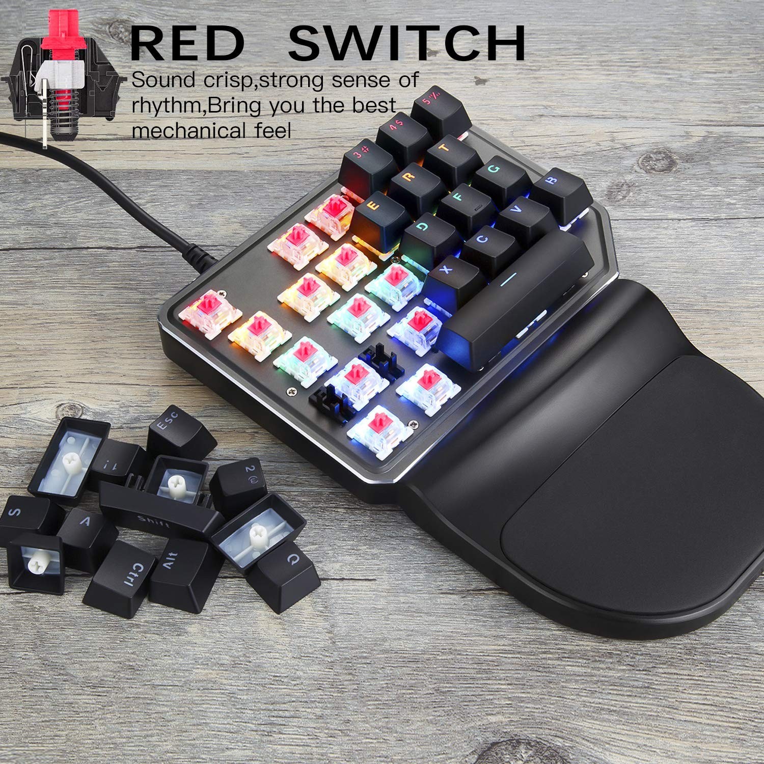 MOTOSPEED K27 One-Handed Mechanical Mini Gaming Keypad 27 Keys, 9 LED Backlit…