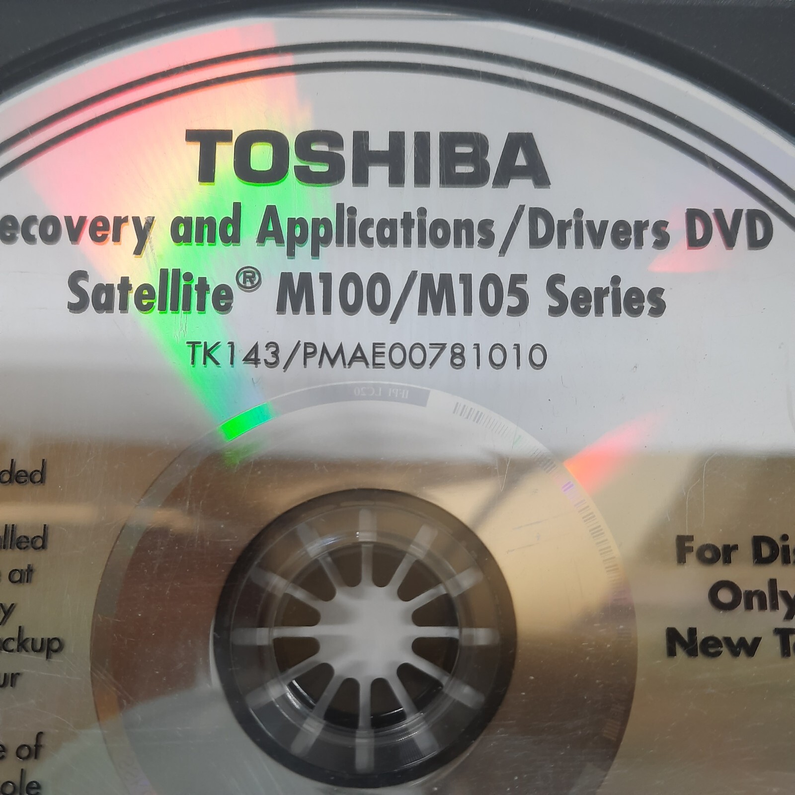 Toshiba Recovery and Application Drivers DVD Satellite M100/M105 NEW SEALED