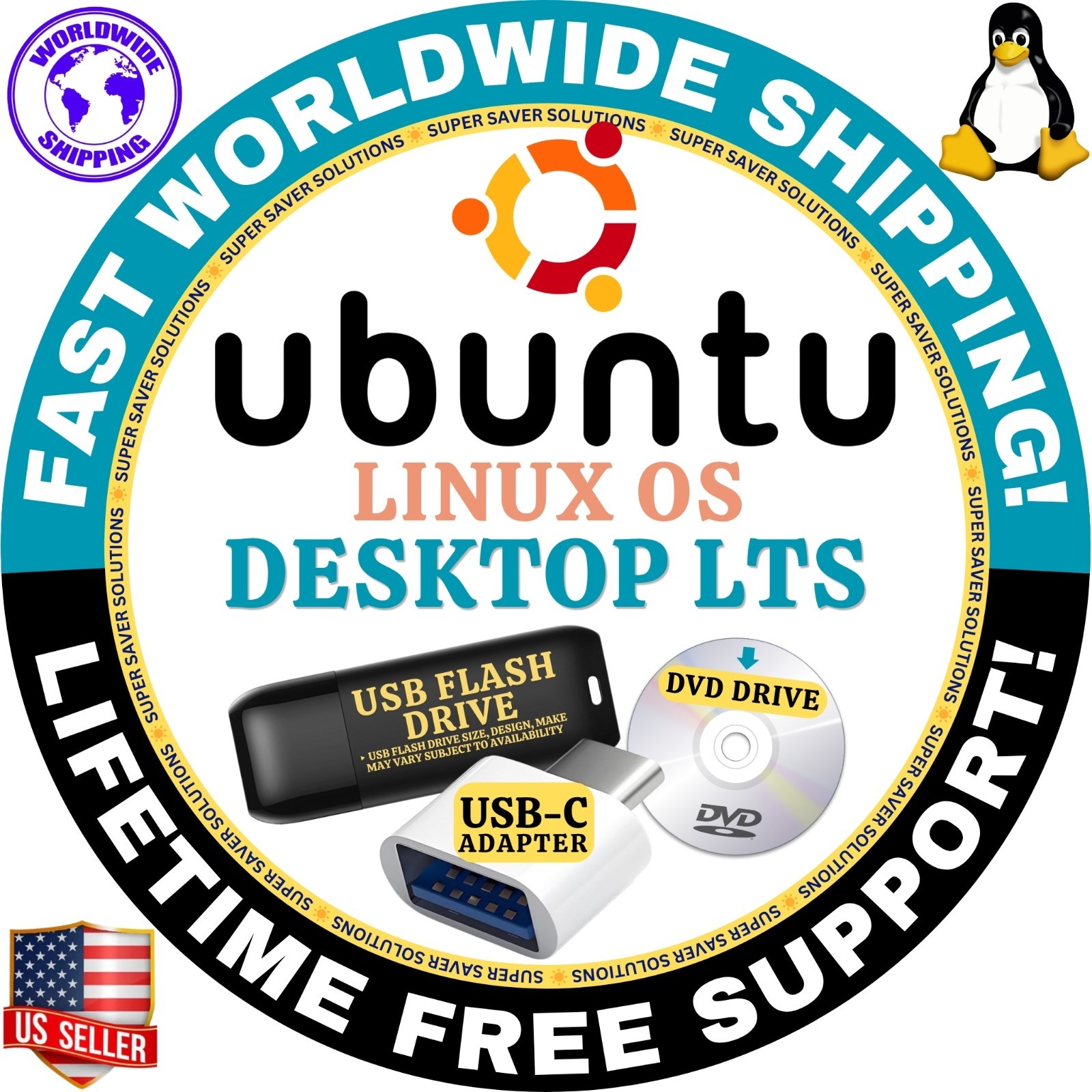 3-IN-1 LINUX BOOT USB / UBUNTU DESKTOP, MINT CINNAMON, ZORIN CORE / LATEST ISO
