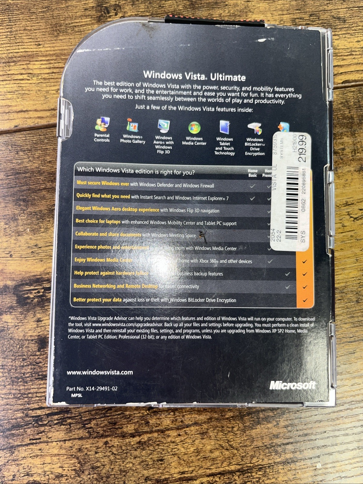 MS Windows Vista Ultimate Upgrade 32 &64 Bit Genuine Retail Version 2-Discs Only
