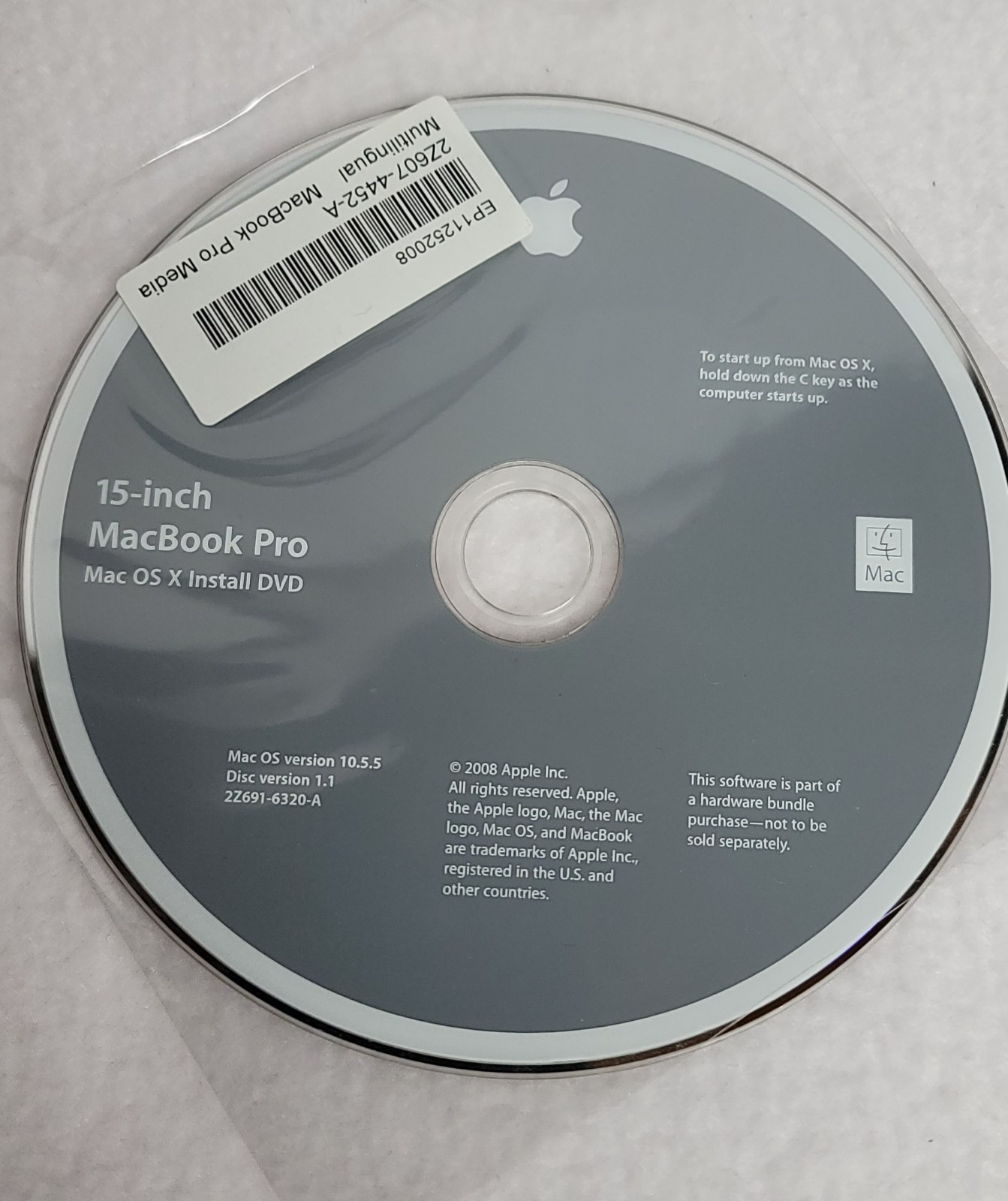 Apple Mac OS X Install Disc 1 & 15″ Macbook pro Apps Version 10.5.5 OEM DVD +++