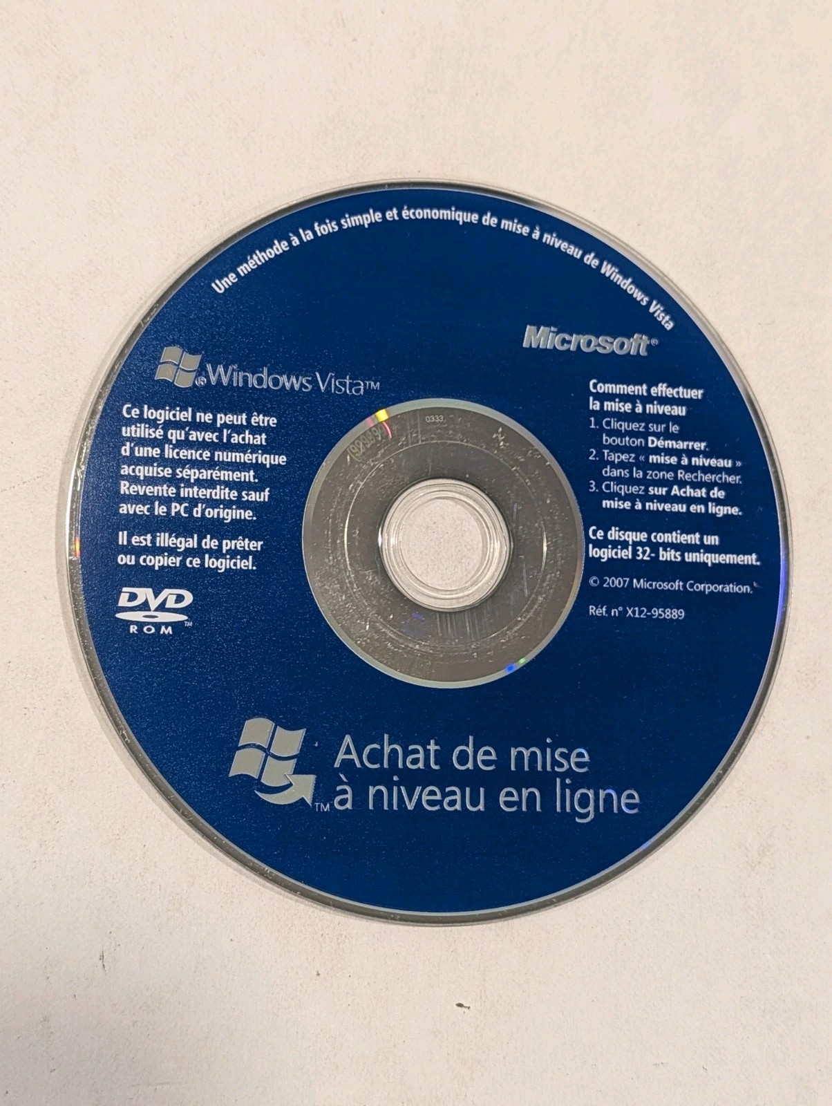 Microsoft Windows Vista Upgrade 32 bit French DVD – DISC ONLY