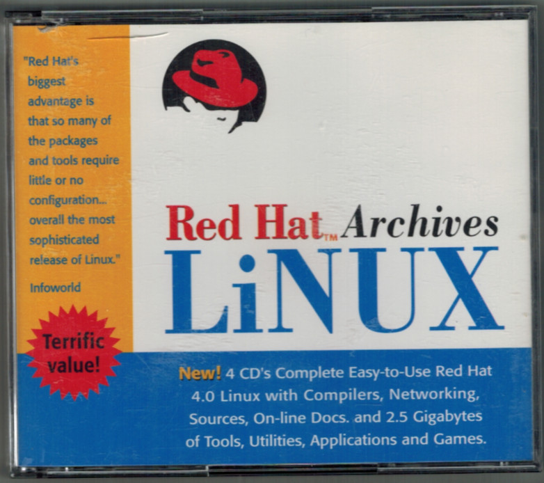 Red Hat Linux 4.0 Archives Four CD-ROM Set (1996)