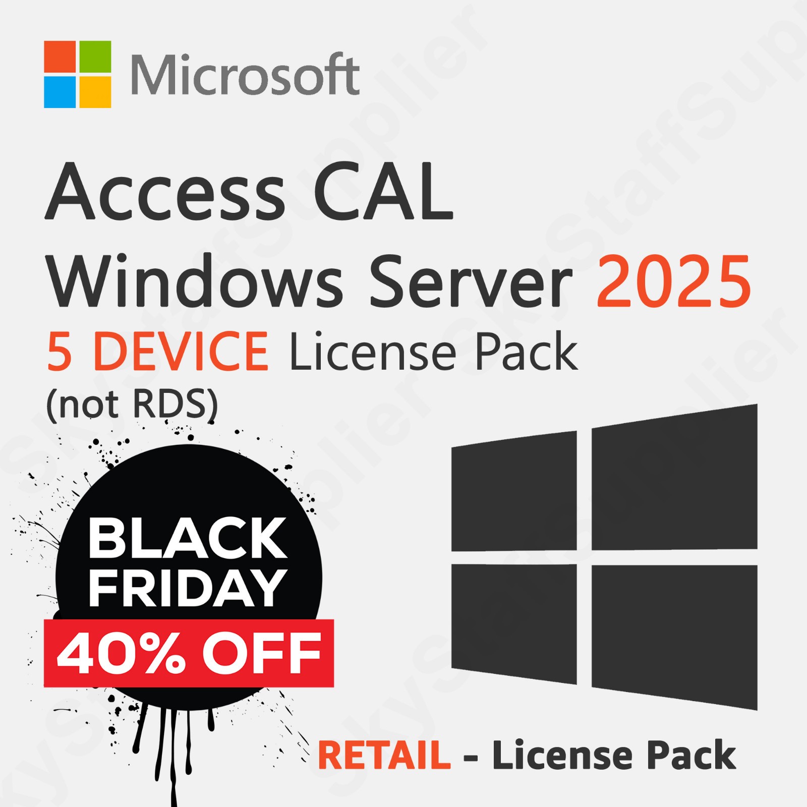 Microsoft Windows Server 2025 – 5 DEVICE ACCESS CALs [not RDS] RETAIL PACK NEW