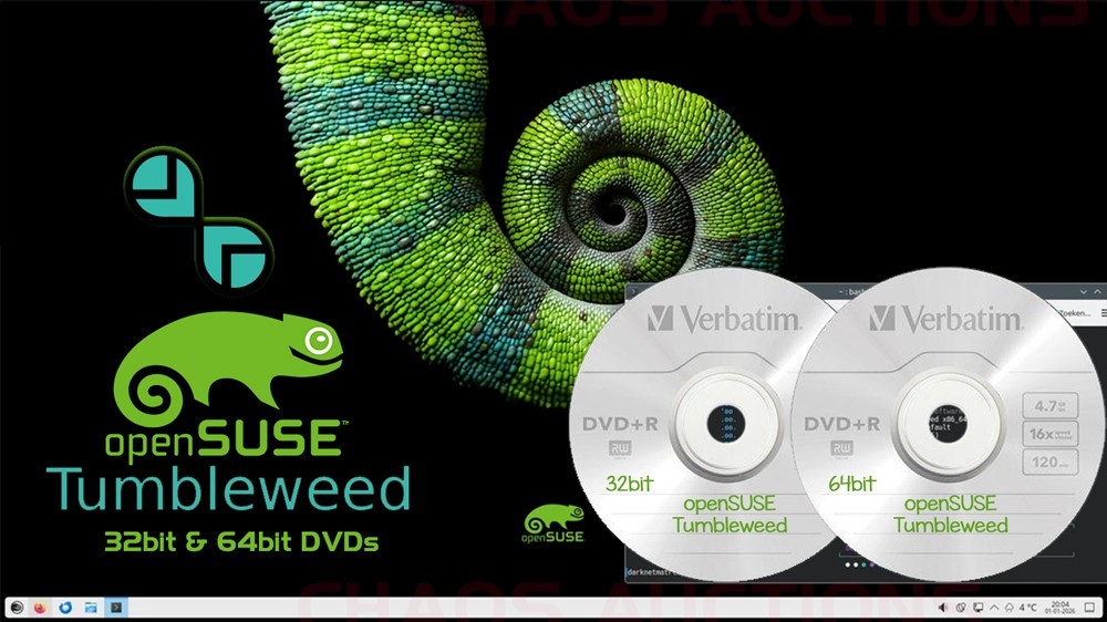 OpenSUSE Tumbleweed LINUX FULL INSTALL DVDs 32bit & 64bit