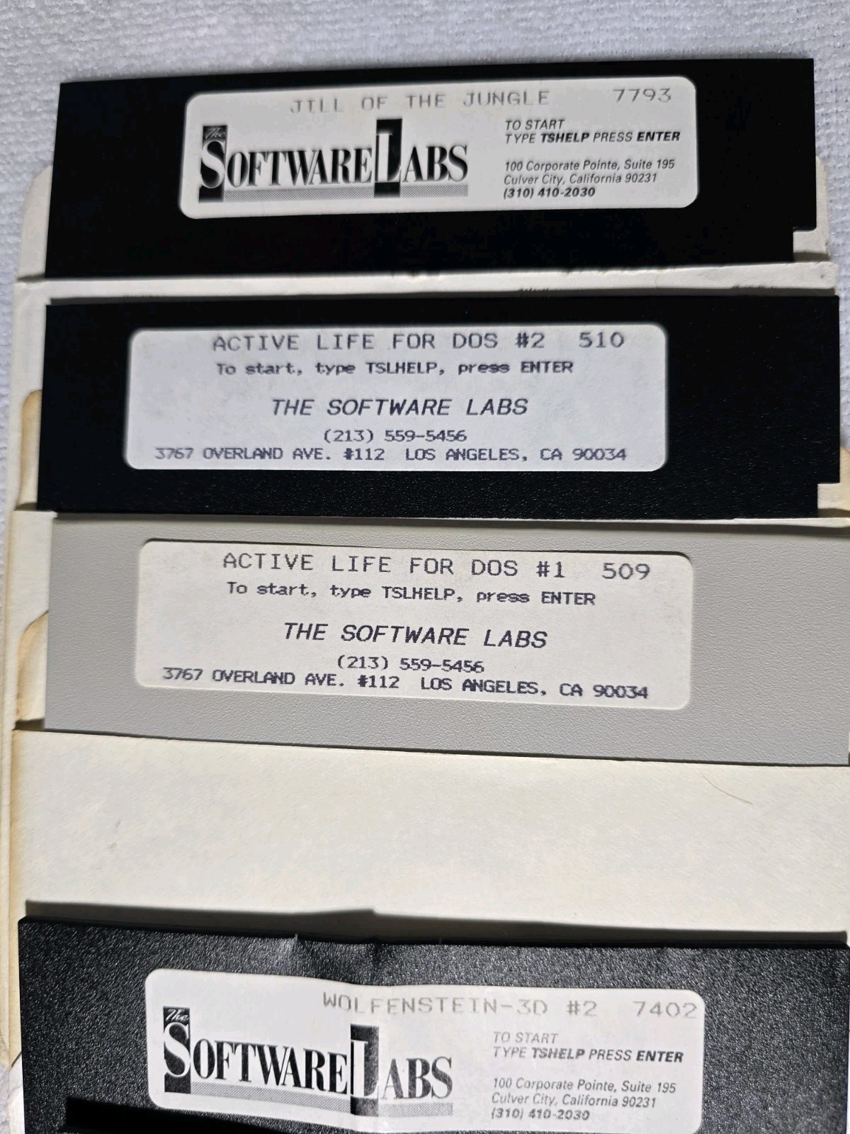 Software Labs LOT 19 PC 5.25″ Disks Floppy Jill Jungle Wolfenstein Neverlock 3-D