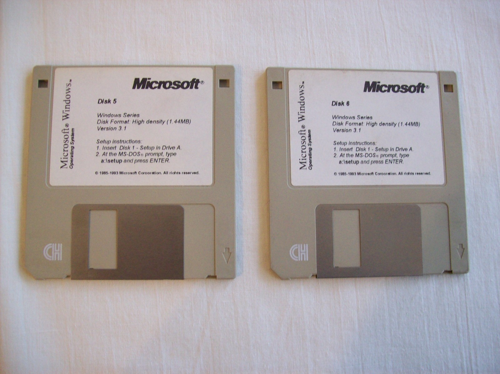 Microsoft Windows Version 3.1 Operating System Six 3.5″ Floppy Disks 1993 VTG