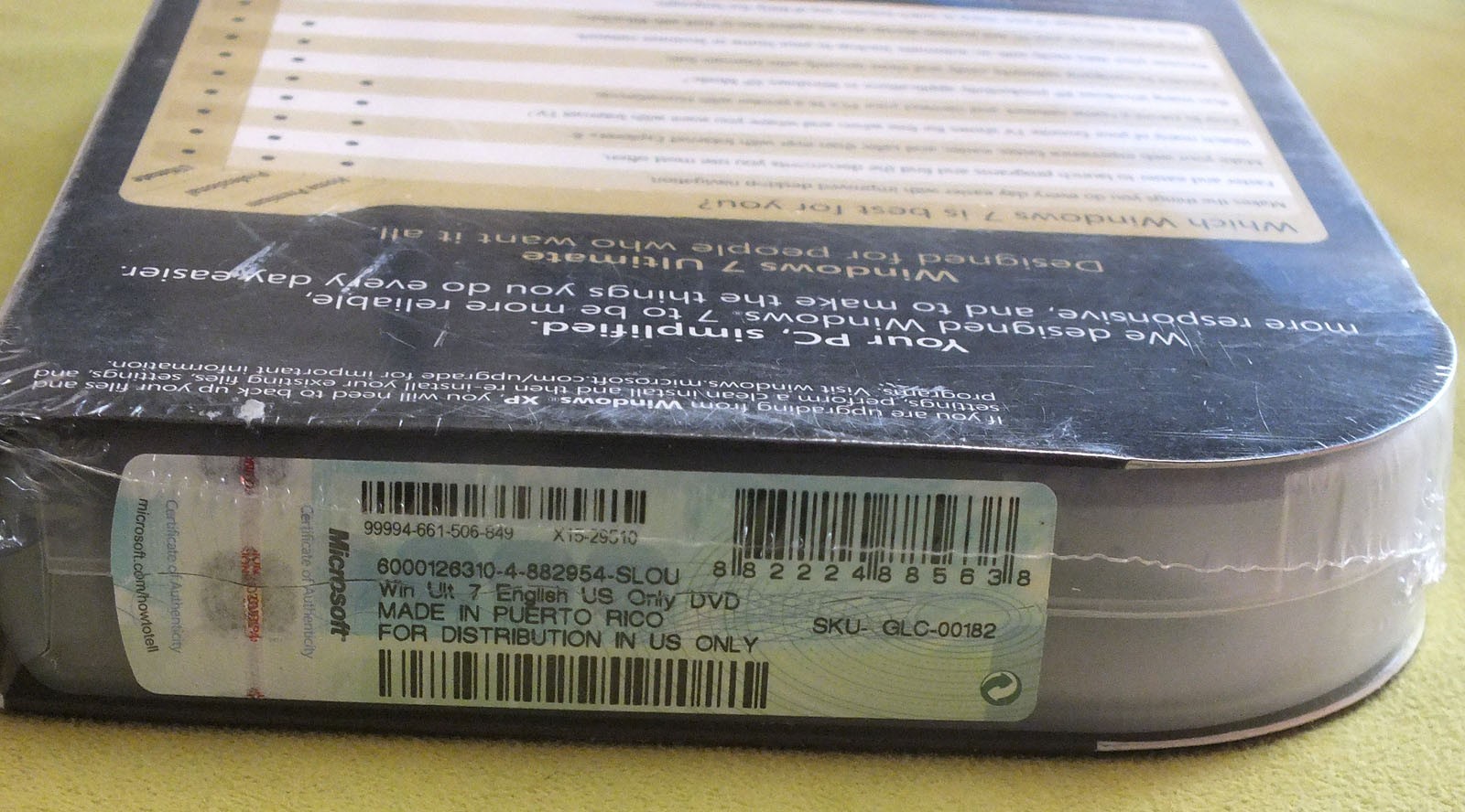 Microsoft Windows 7 Ultimate SKU GLC-00182 Full Retail Box 32-bit 64-bit Sealed