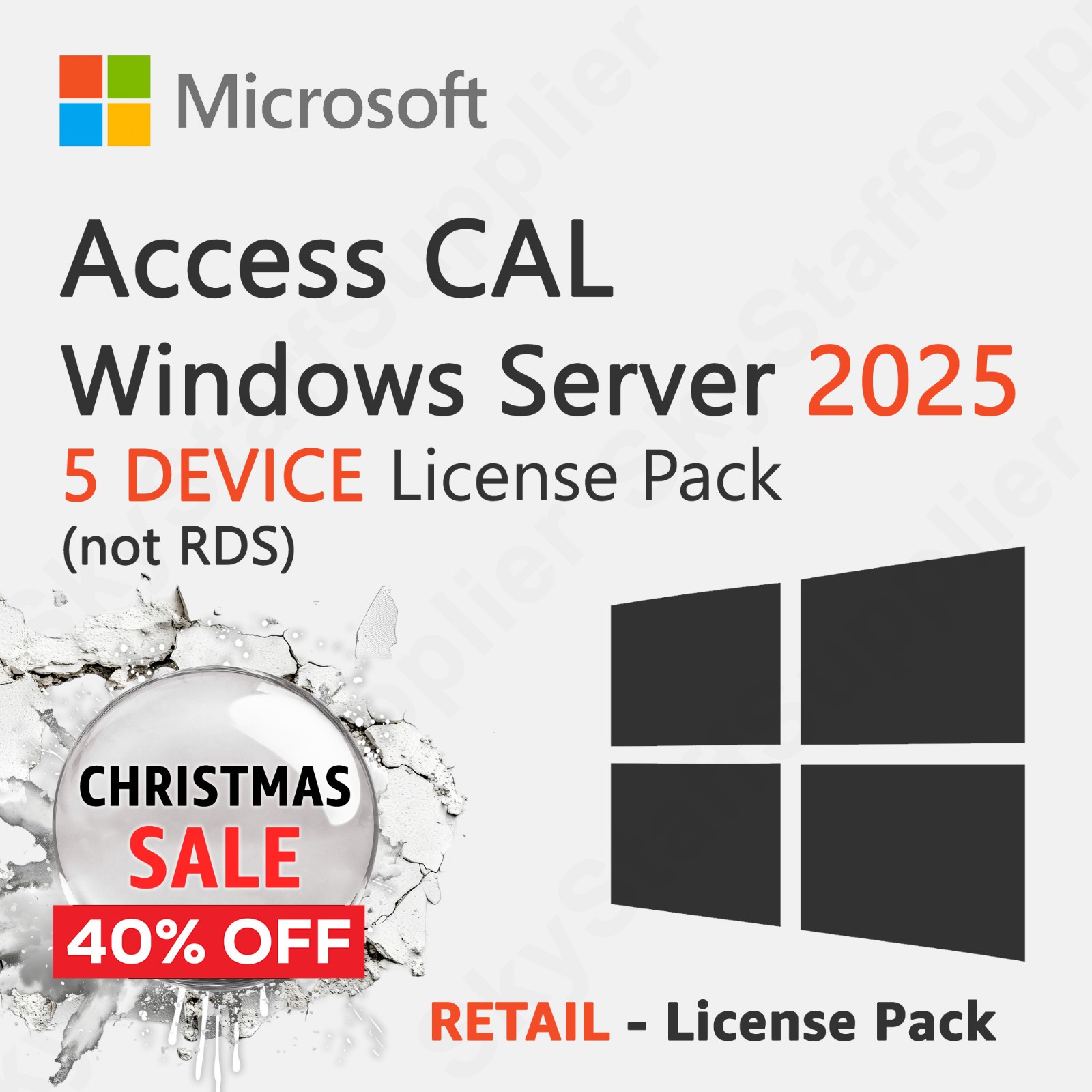 Microsoft Windows Server 2025 – 5 DEVICE ACCESS CALs [not RDS] RETAIL PACK NEW