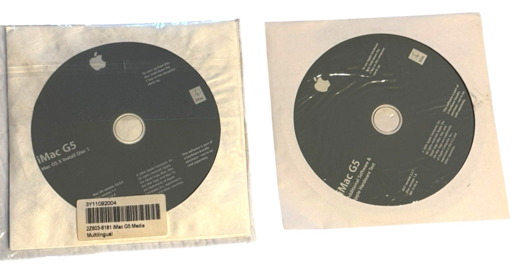 Original Apple iMac G5 Restore/Install CD Set for PowerPC 2004-2005, 3 Disks