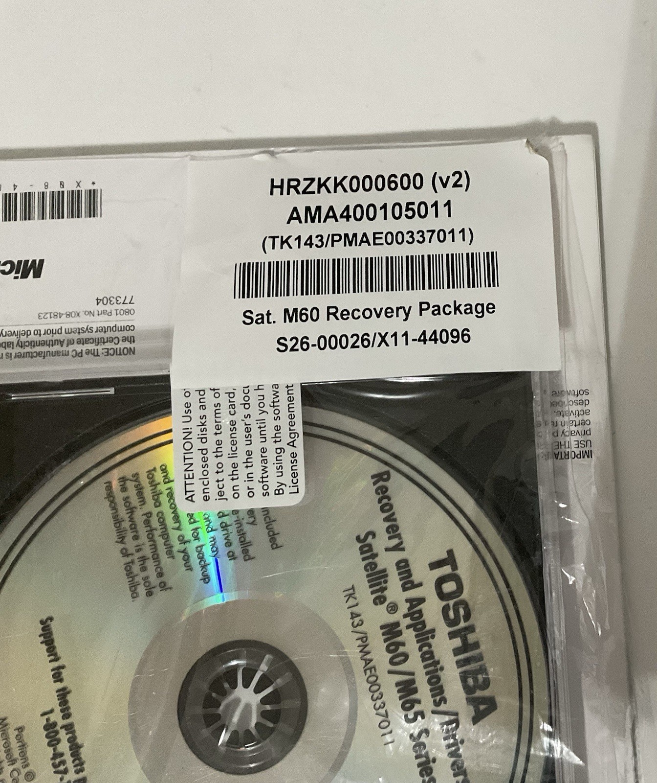 Toshiba Satellite M60/M65 Series Resource Guide + Recovery & Applications DVD