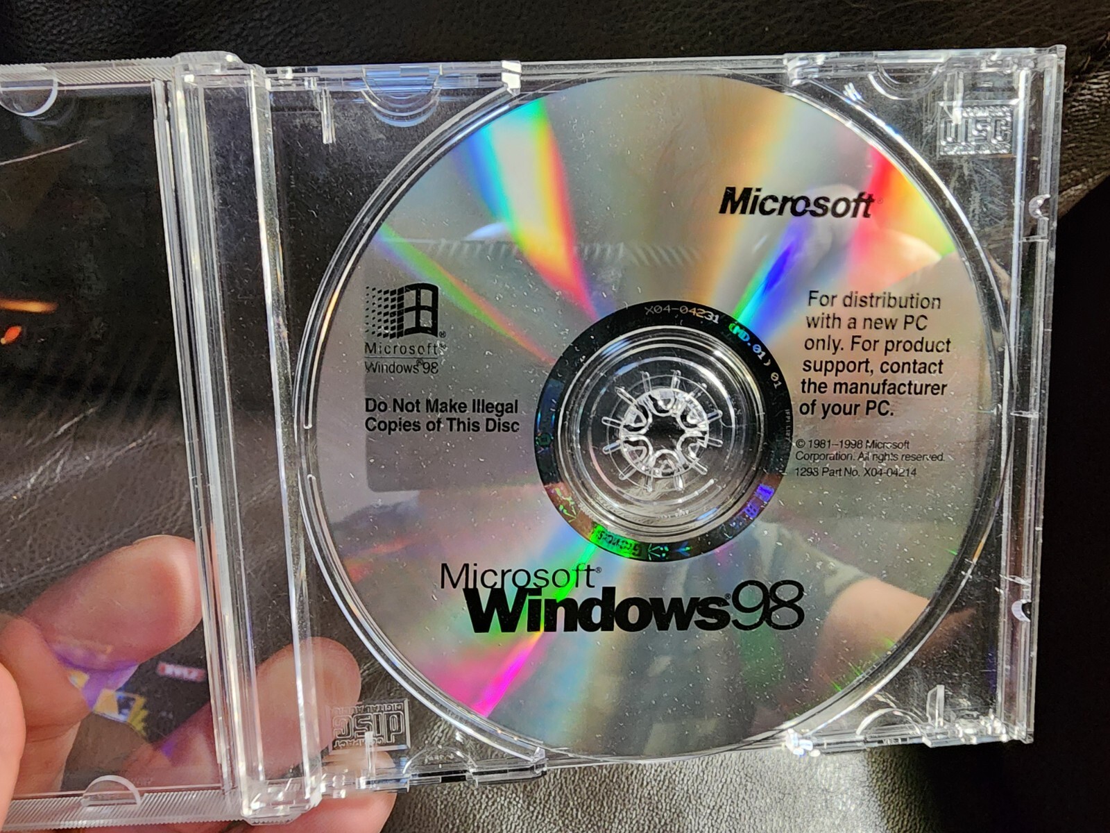 MICROSOFT WINDOWS 98 Version 1998 OEM CD W/O Product Key
