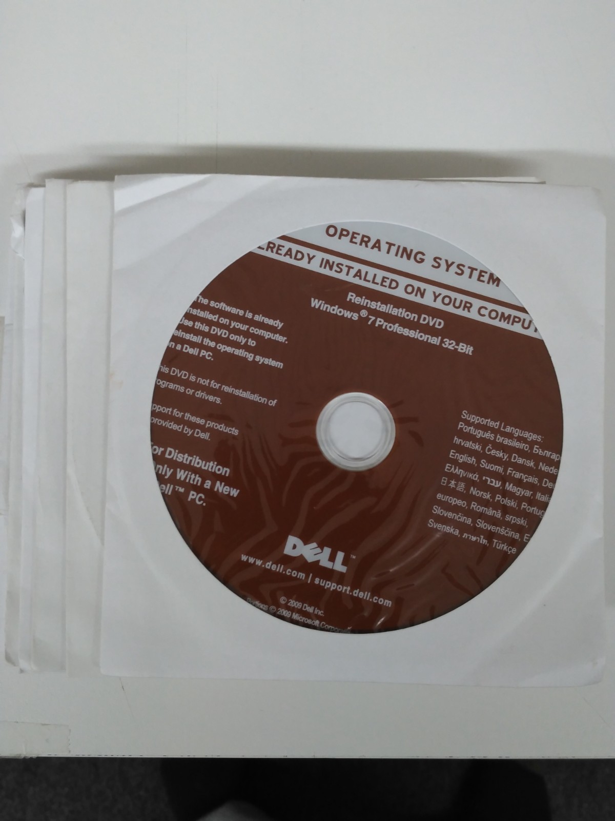 Dell Windows 7 Professional 32 Bit Reinstallation DVD Disc SEALED!