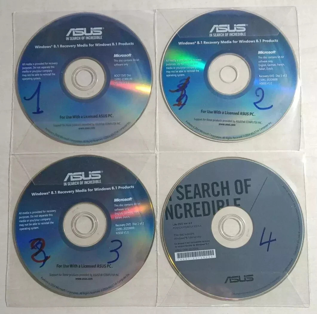 WINDOWS 8.1 Recovery Media 64 bit for Licensed ASUS PC Computer multi language
