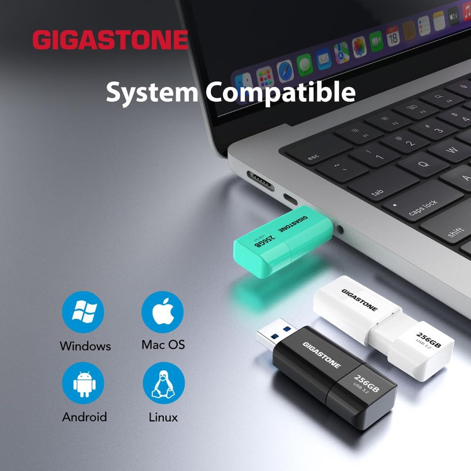 GIGASTONE 64GB Flash Drive (2 Pack) Z60 USB 3.2 Gen 1, 100MB/s Ultra Fast, Re…