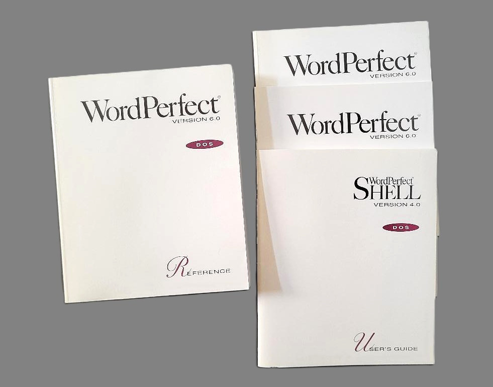WordPerfect v. 6.0 Software for DOS – 3.5″ Floppy Disks & Manuals VINTAGE 1993