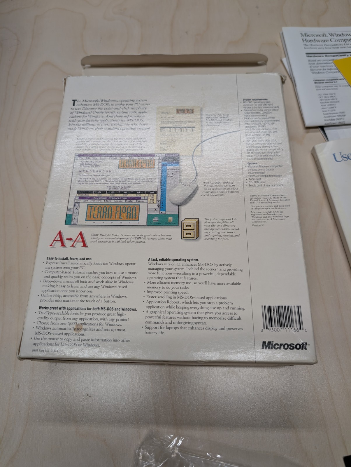 Vintage Microsoft Windows 3.1 Upgrade 5.25 Disks Complete Box Manuals DOS