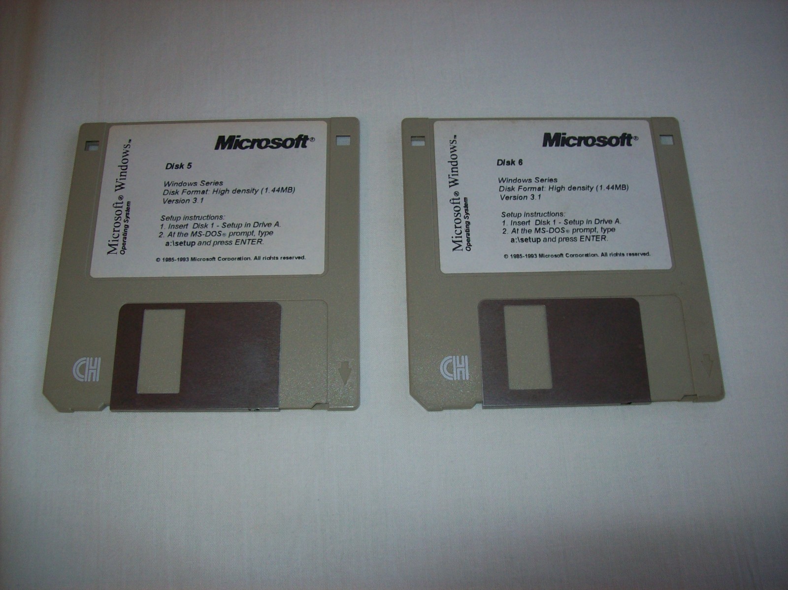 Microsoft Windows Version 3.1 Operating System Six 3.5″ Floppy Disks 1993 VTG
