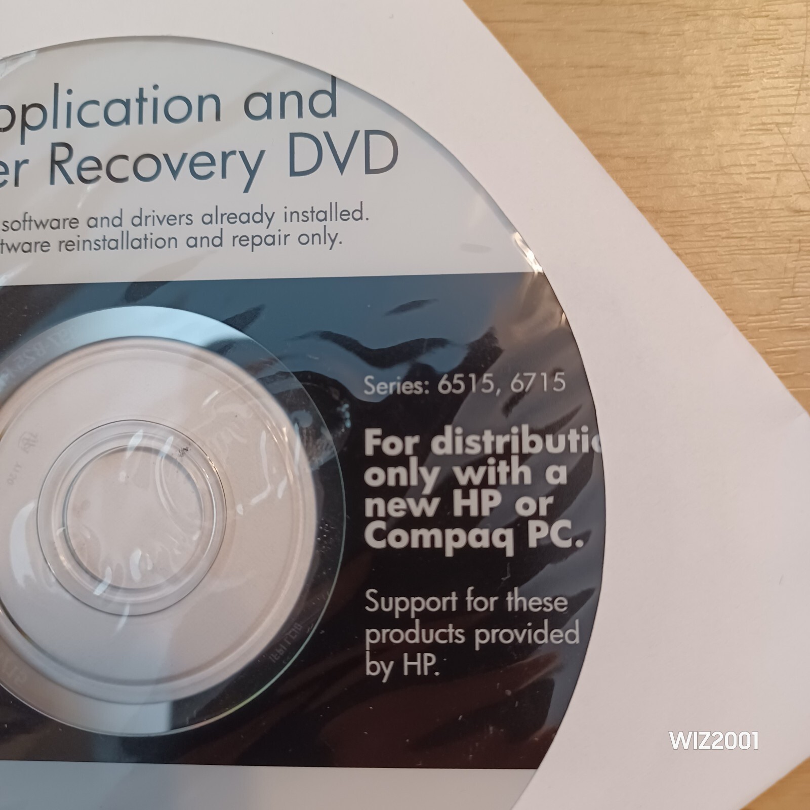 New Sealed HP COMPAQ APPLICATION & Driver Recovery DVD 65l5 6715 440897-B25