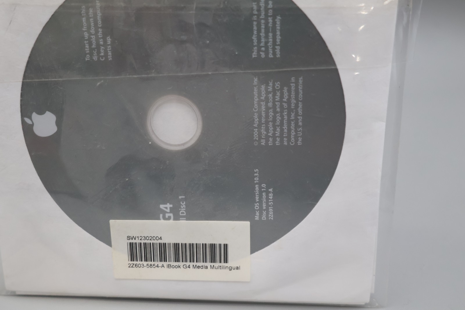 2001Apple iBook G4 Mac OS 10.3.5 Install DVD’s SET- NEW- SW12302004- Version 1.0