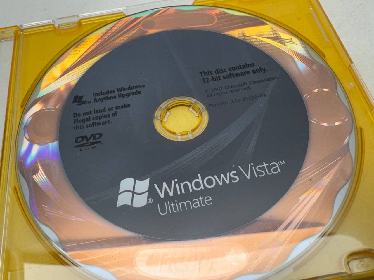 Microsoft Windows Vista Ultimate 32-Bit DVD ROM Holographic Disc Only