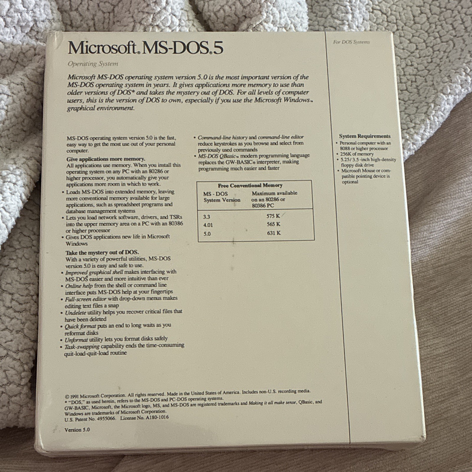 Microsoft MS-DOS 5 Operating System Software 5.25in HD Floppy Disks OEM