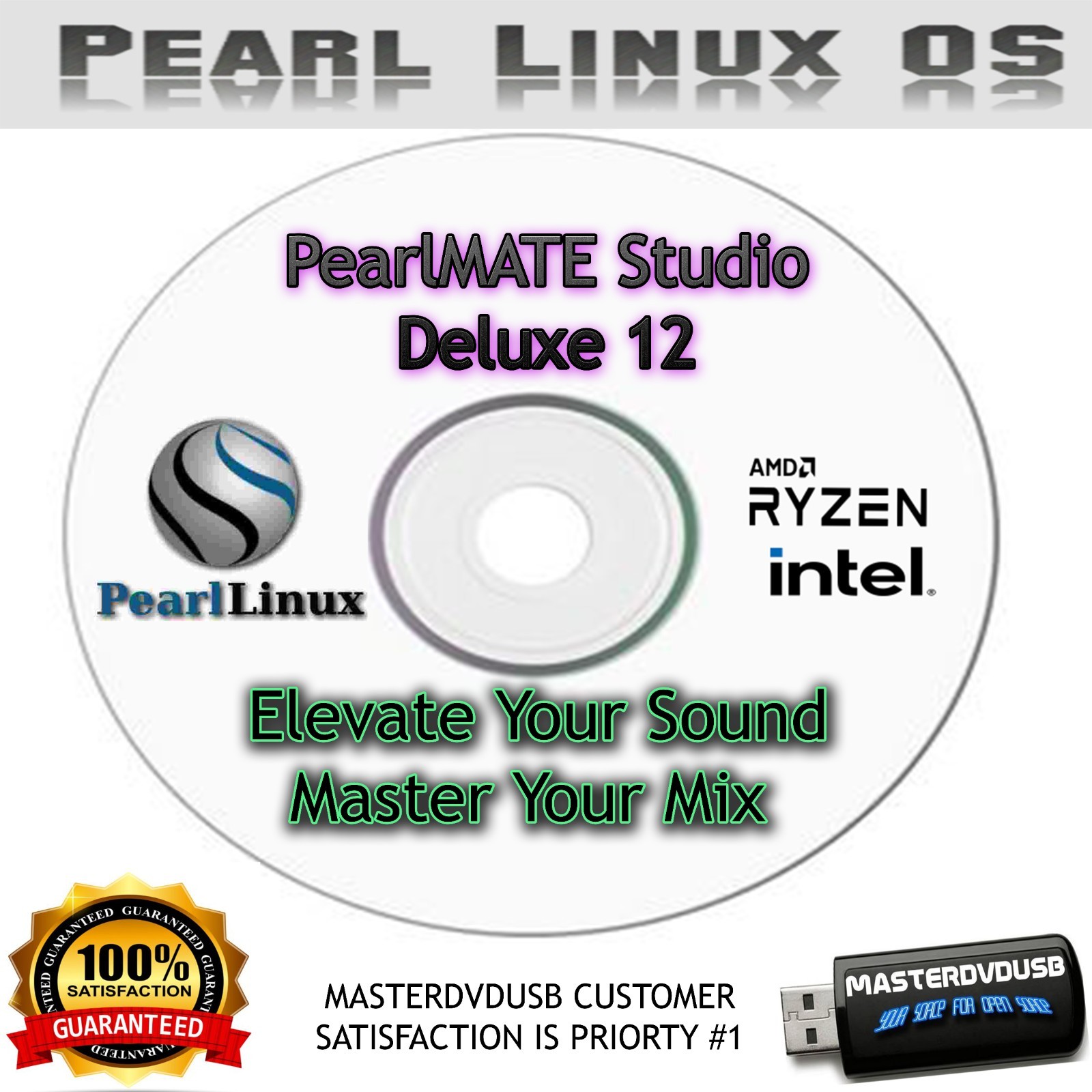 Pearl Linux MATE Studio Deluxe 12 Bootable DVD Installer UEFI & Mac Compatible