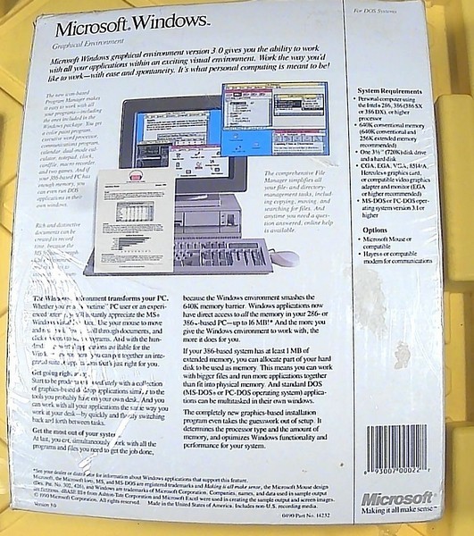 Microsoft Windows 3.0 SEALED VINTAGE Version for DOS