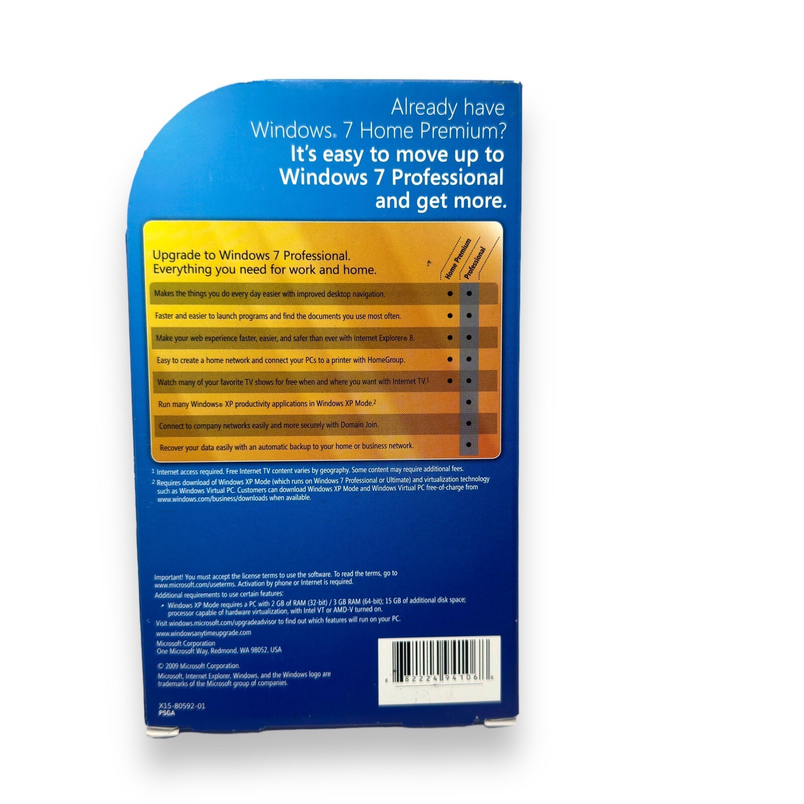 Microsoft Windows 7 Home Premium to Professional 32/64-Bit (Retail) (1…