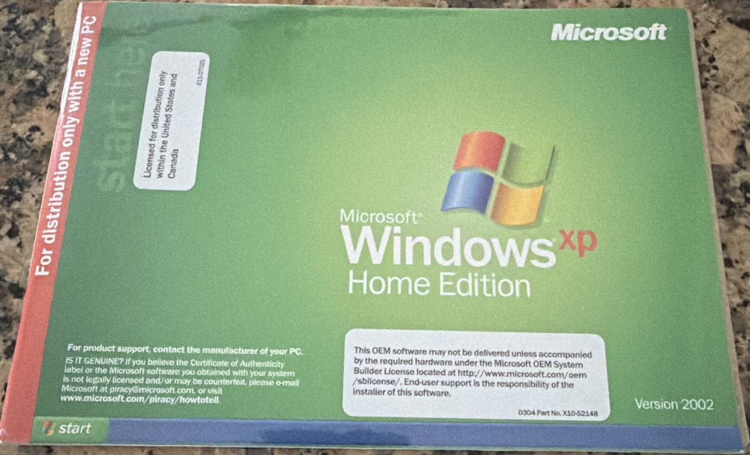 Microsoft Windows XP Home Edition Version 2002 OEM CD, English, 1 Device