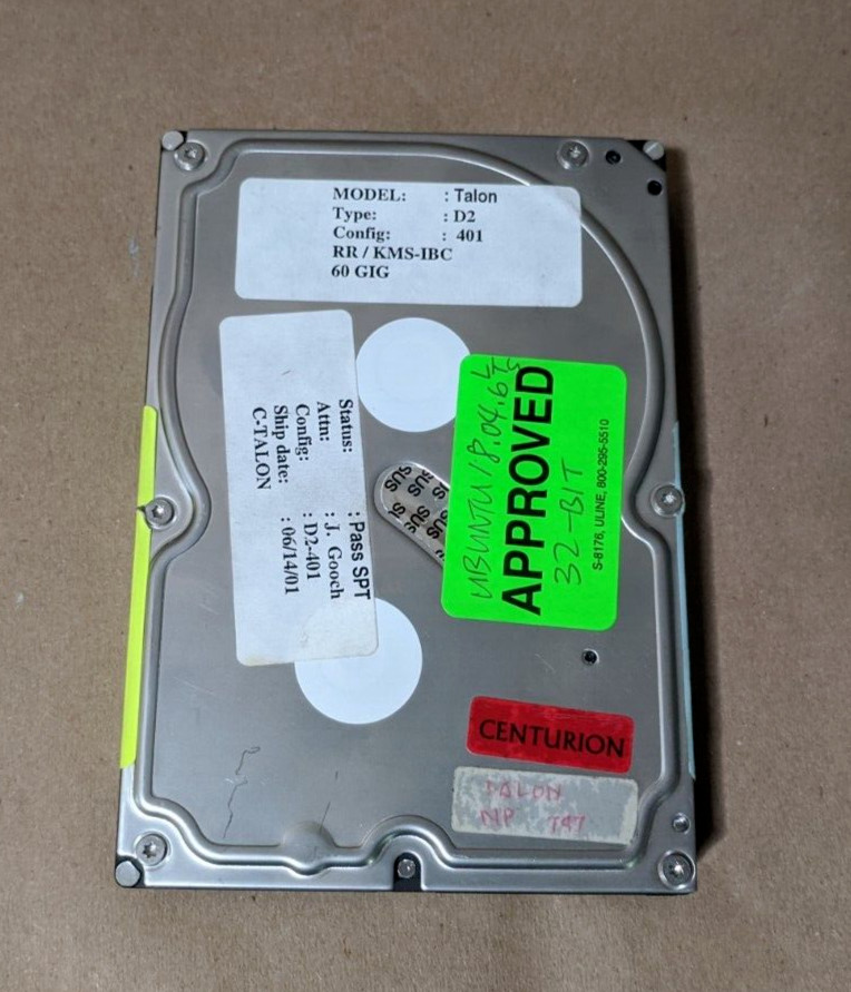 Centurion Live Boot 60GB IDE Hard Drive Ubuntu 18.04.06 OS Bootable PreInstalled