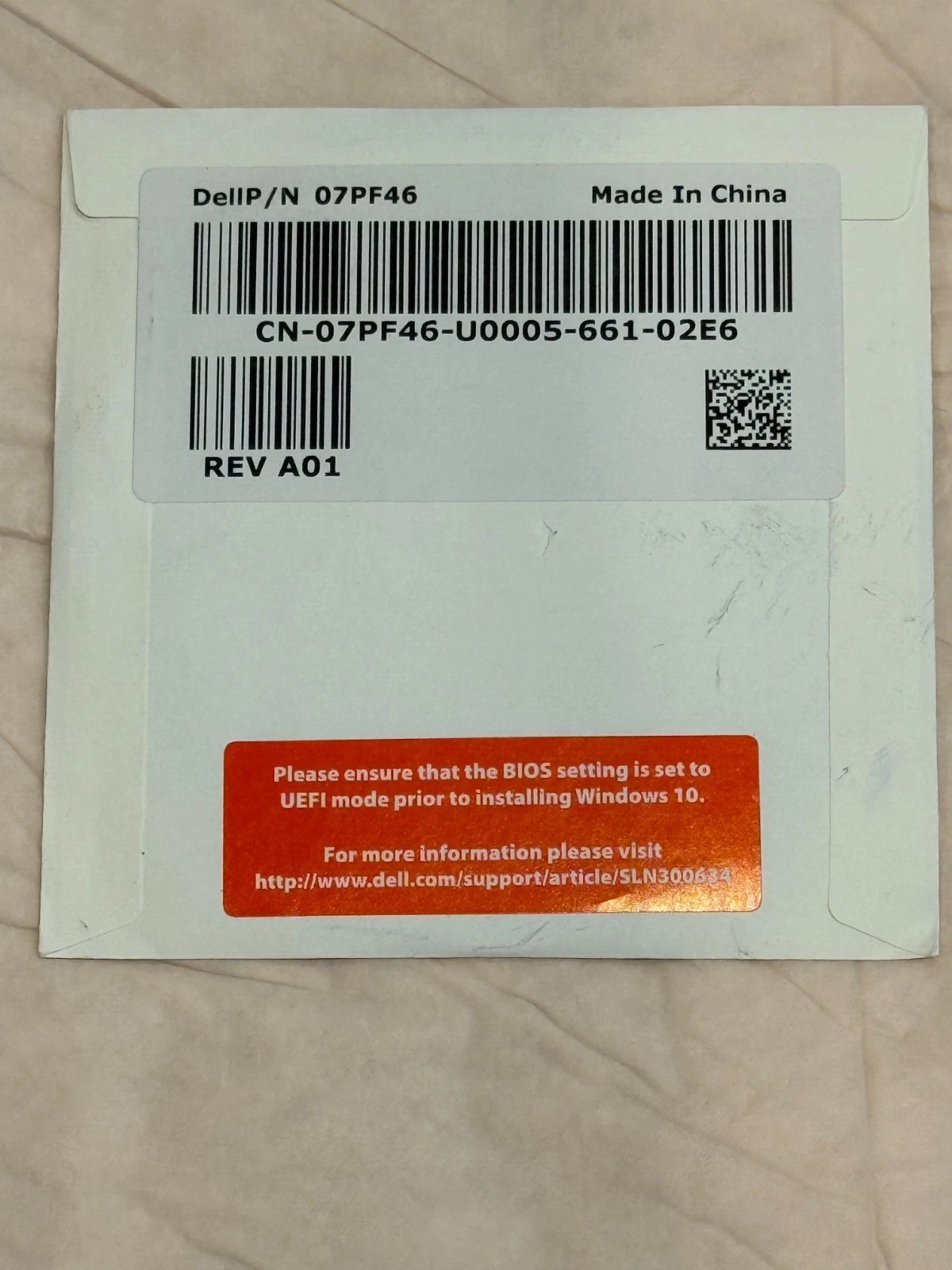 NEW Windows 10 Pro Dell Reinstallation / Recovery Disc NO KEY 07PF46 7PF46
